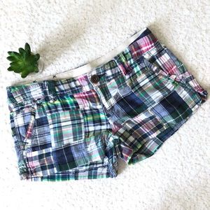 American Eagle Madras Plaid Patchwork Shorts Sz 0